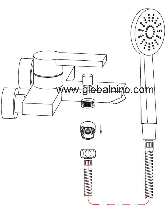 G1/2" shower connector with flow regulator install instruction